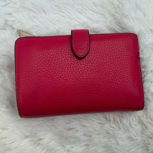 Kate Spade Hot Pink Medium Compact Bifold Pebbled Leather Wallet - Picture 2 of 12
